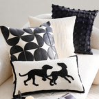 French Retro Stamped Throw Pillow Cover
