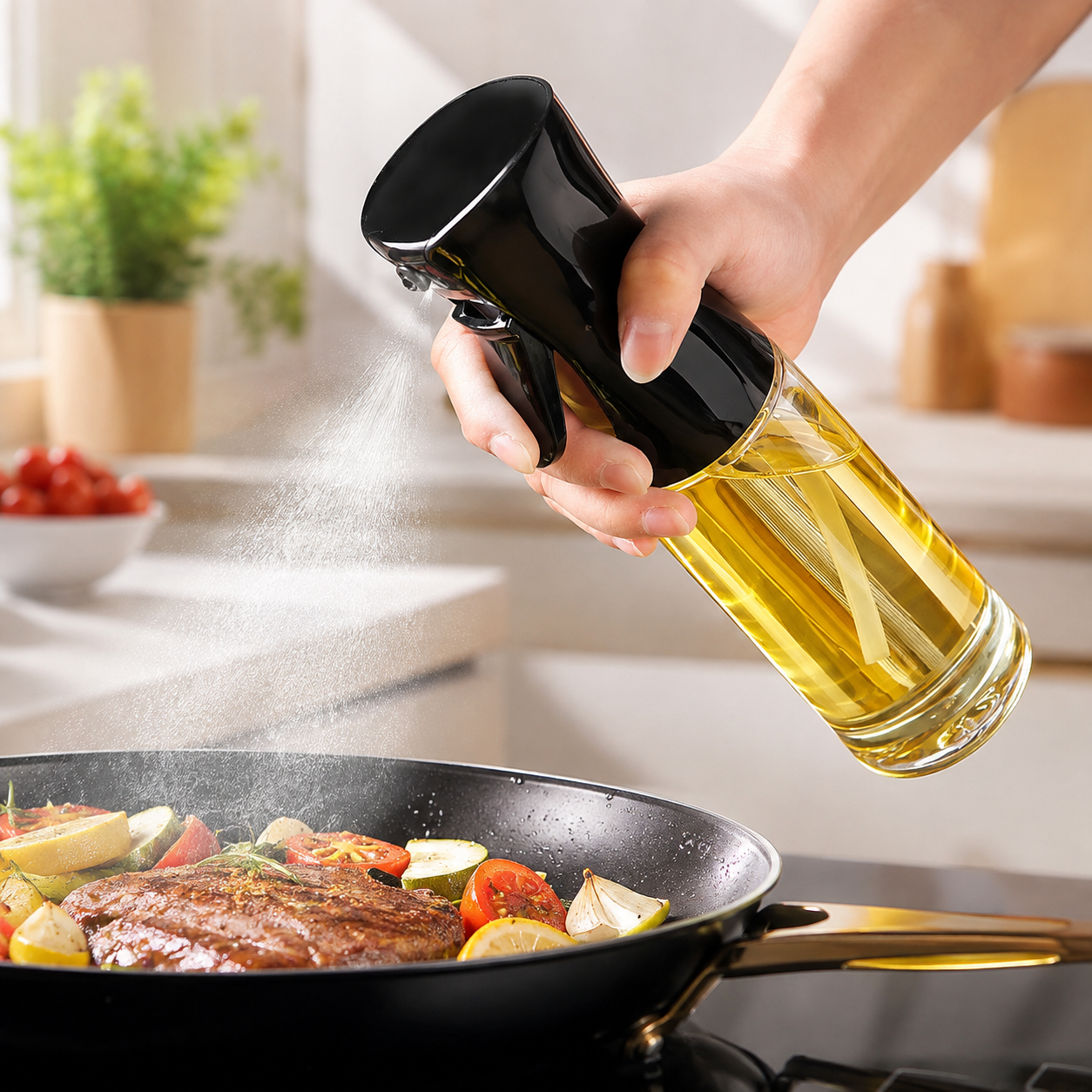 Frasco de spray de óleo para cozinhar e fritadeiras de ar
