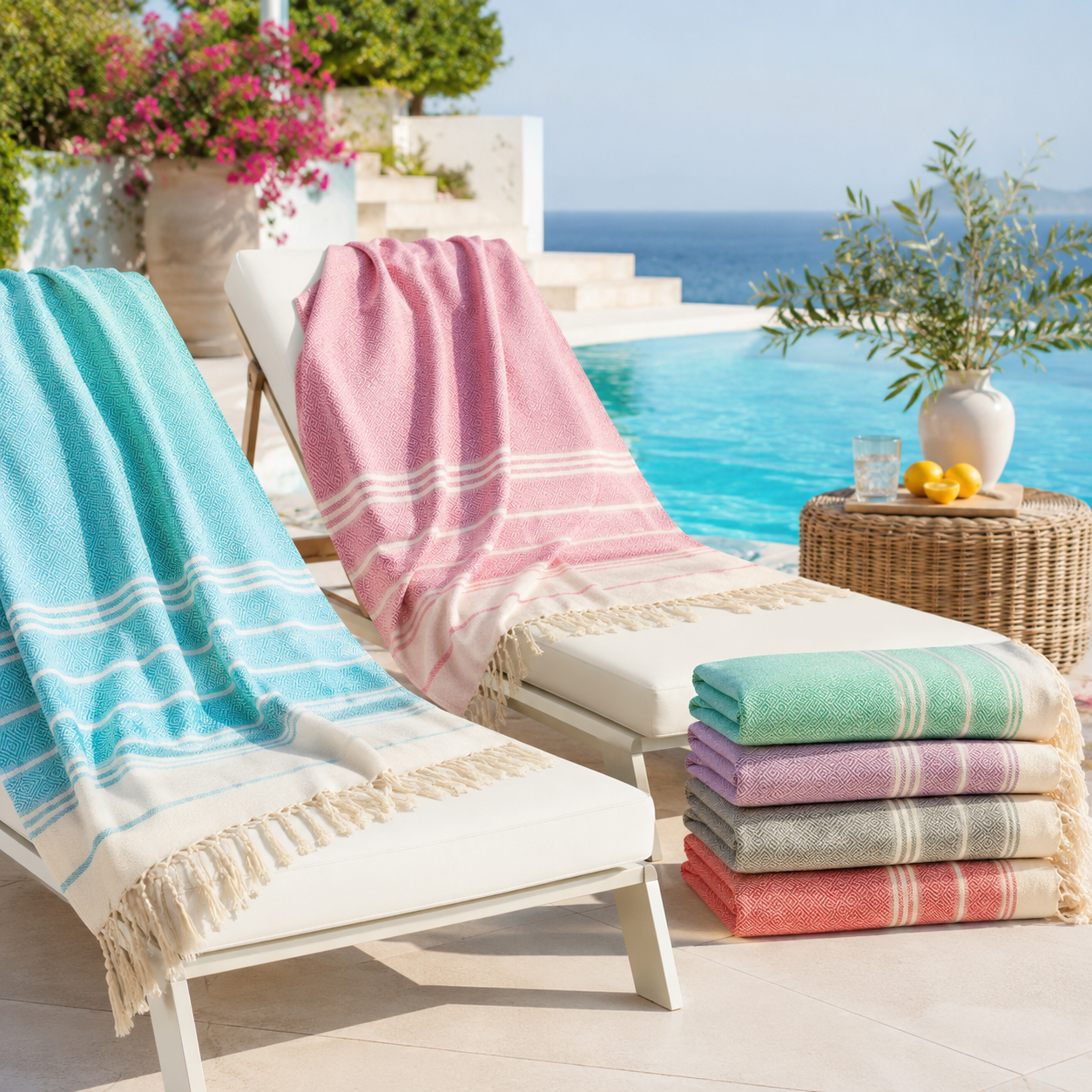 Oversized Turkish Cotton Hammam Towel – 100 × 180 cm (39.4 × 70.9 in)