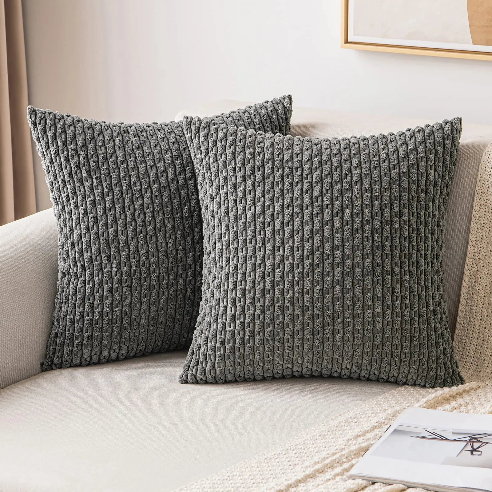 Striped Corduroy Throw Pillow Cover