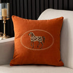 Hand-Embroidered Horse Cushion Cover