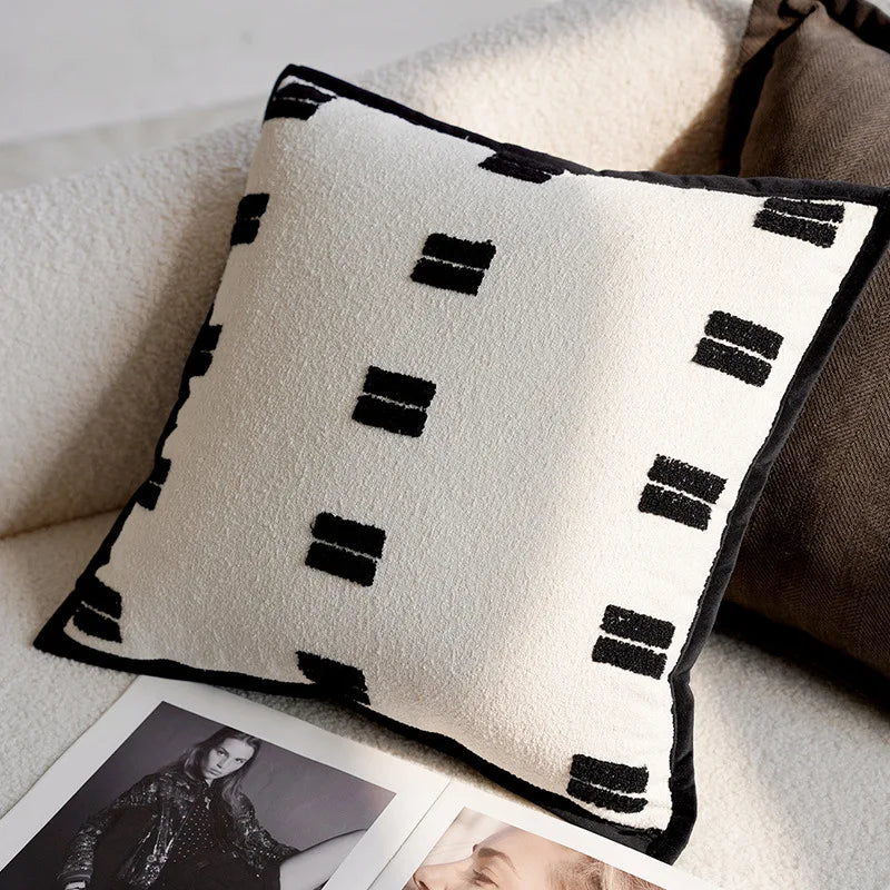 French Retro Stamped Throw Pillow Cover