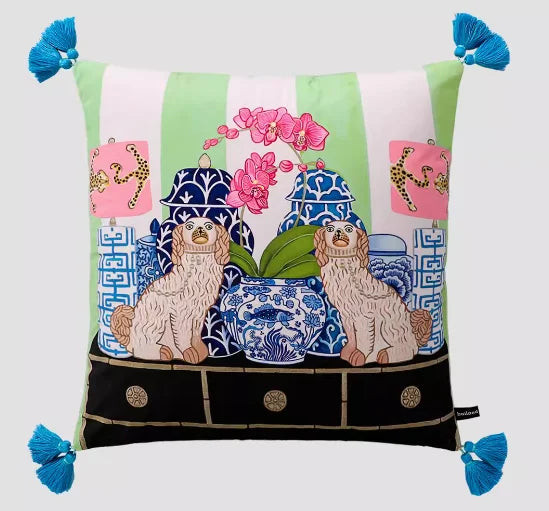 White Monkey Velvet Cushion Cover