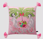 White Monkey Velvet Cushion Cover