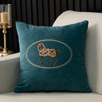 Hand-Embroidered Horse Cushion Cover
