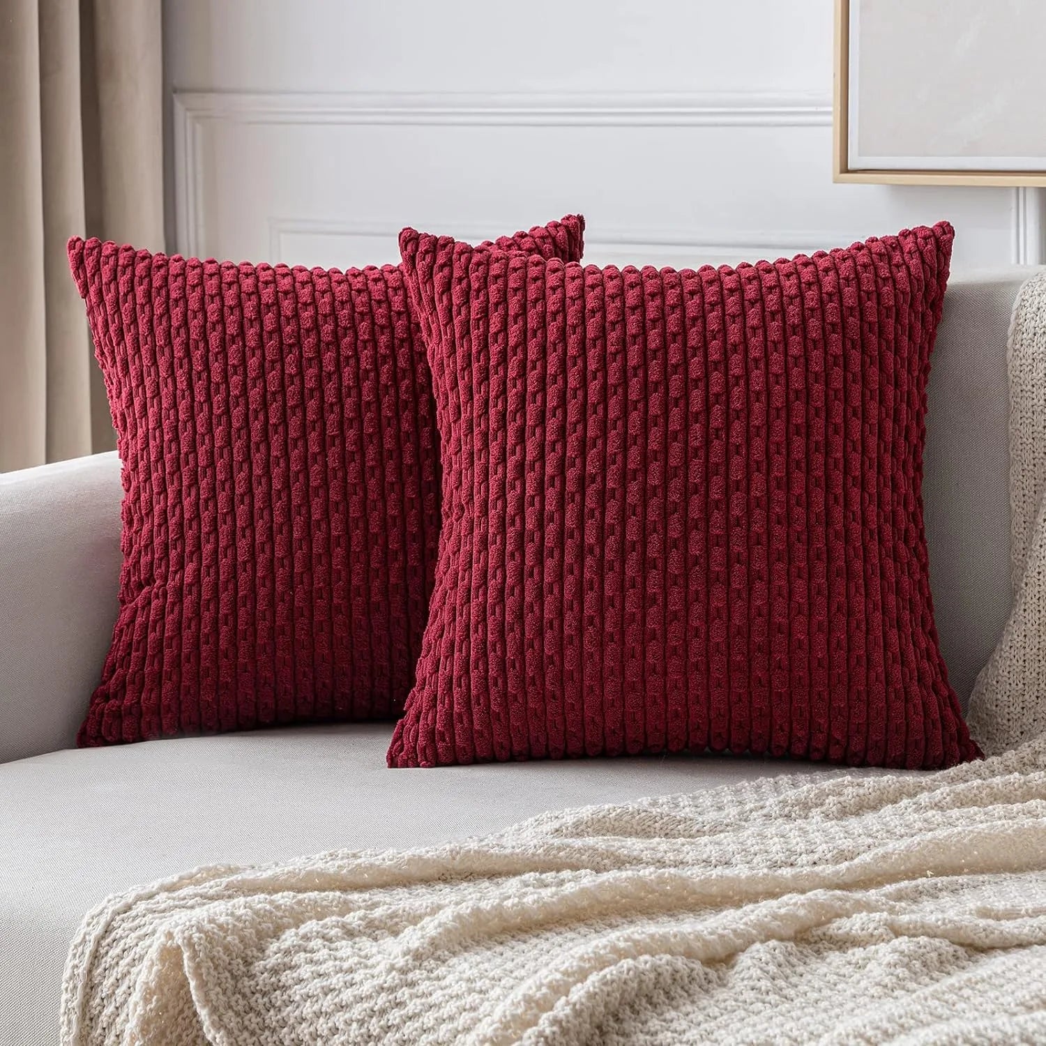 Striped Corduroy Throw Pillow Cover