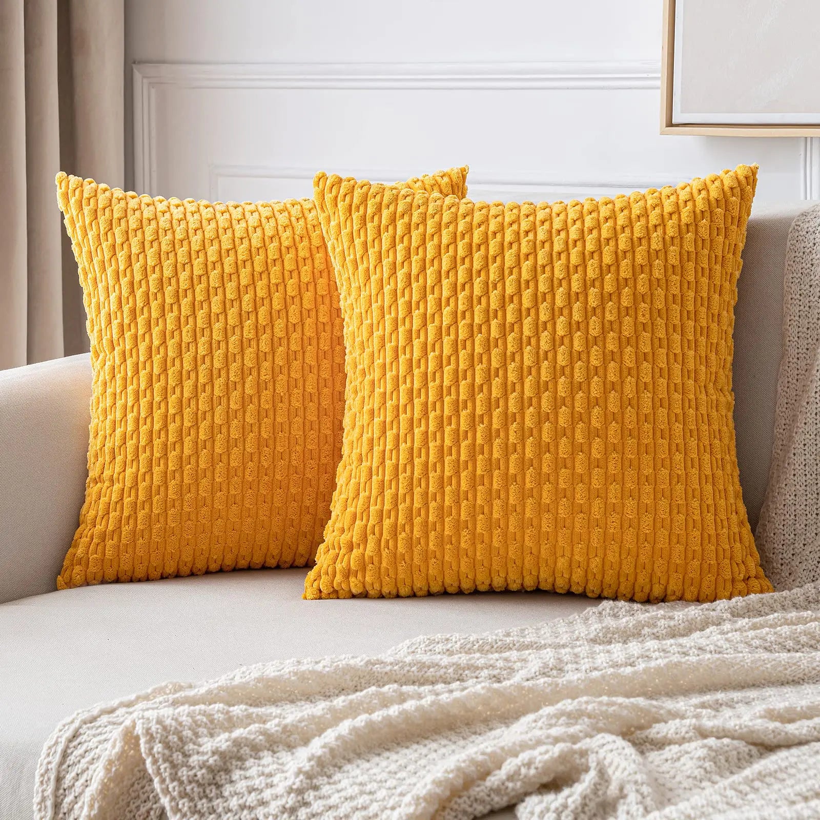 Striped Corduroy Throw Pillow Cover