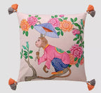 White Monkey Velvet Cushion Cover
