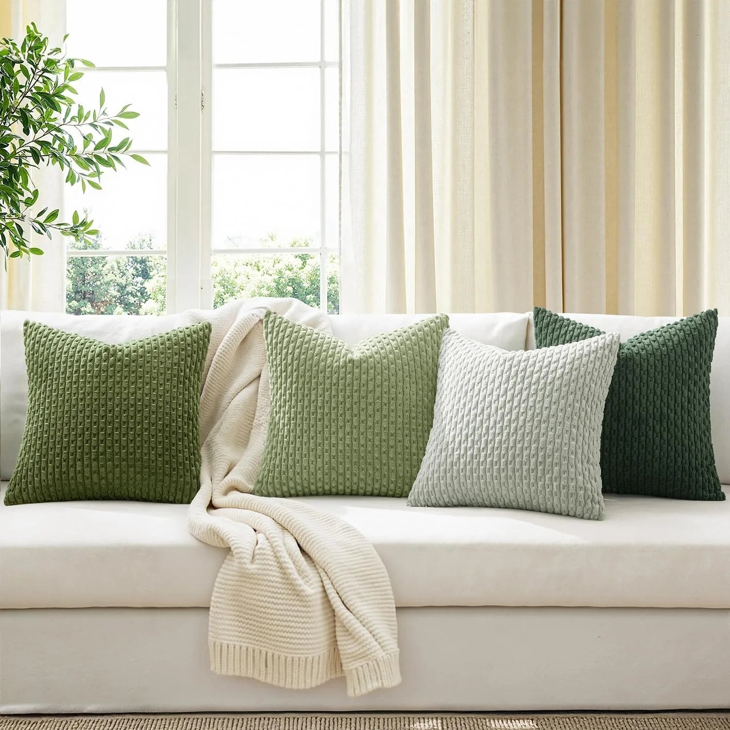 Striped Corduroy Throw Pillow Cover