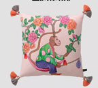 White Monkey Velvet Cushion Cover