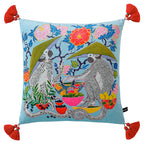 White Monkey Velvet Cushion Cover
