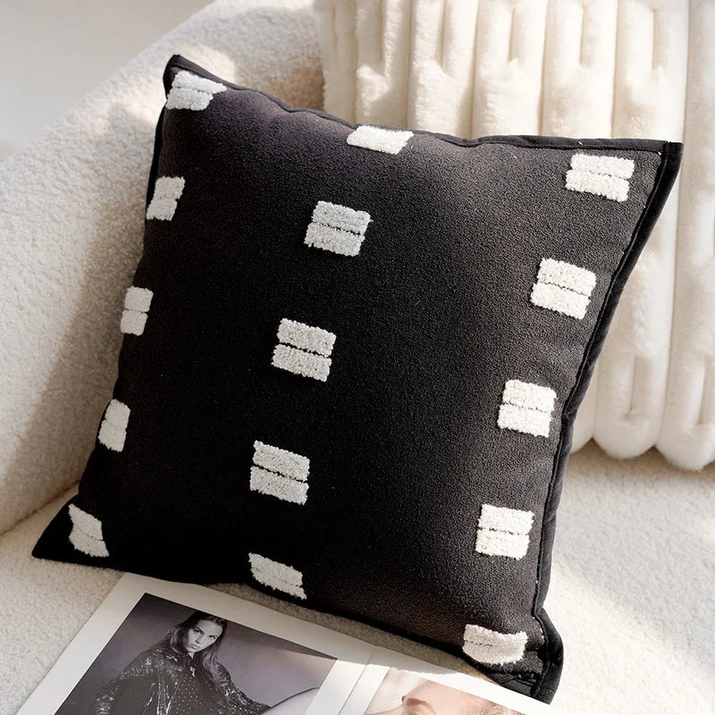 French Retro Stamped Throw Pillow Cover