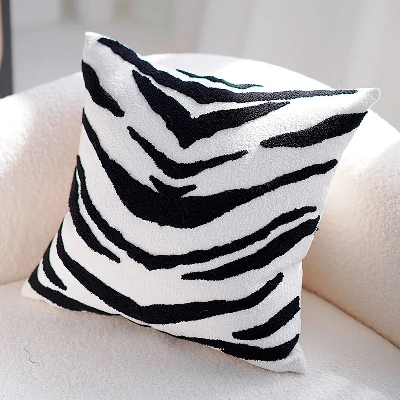 French Retro Stamped Throw Pillow Cover