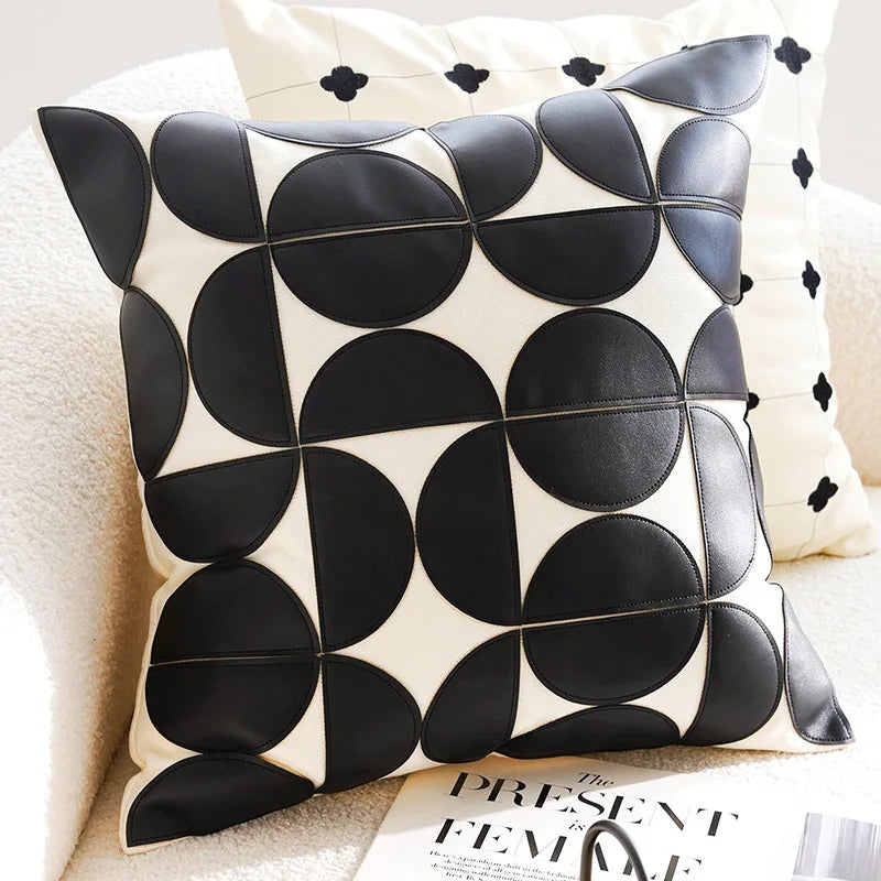 French Retro Stamped Throw Pillow Cover