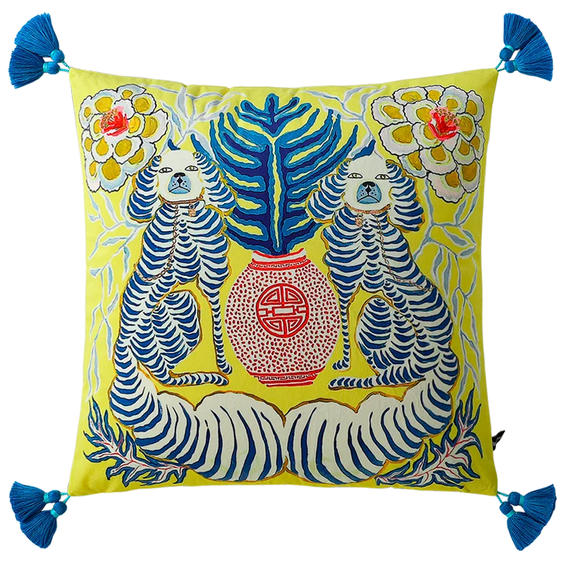 White Monkey Velvet Cushion Cover