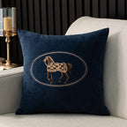 Hand-Embroidered Horse Cushion Cover