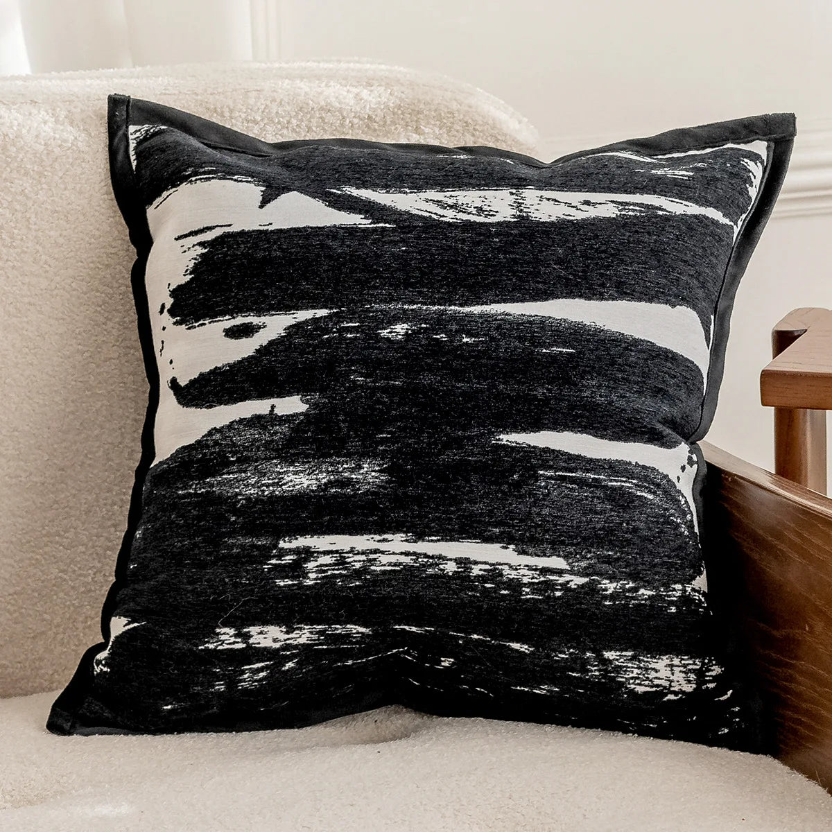 French Retro Stamped Throw Pillow Cover