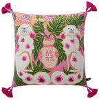 White Monkey Velvet Cushion Cover