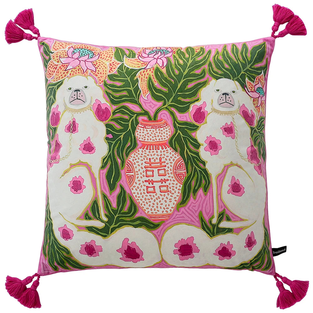 White Monkey Velvet Cushion Cover