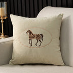 Hand-Embroidered Horse Cushion Cover