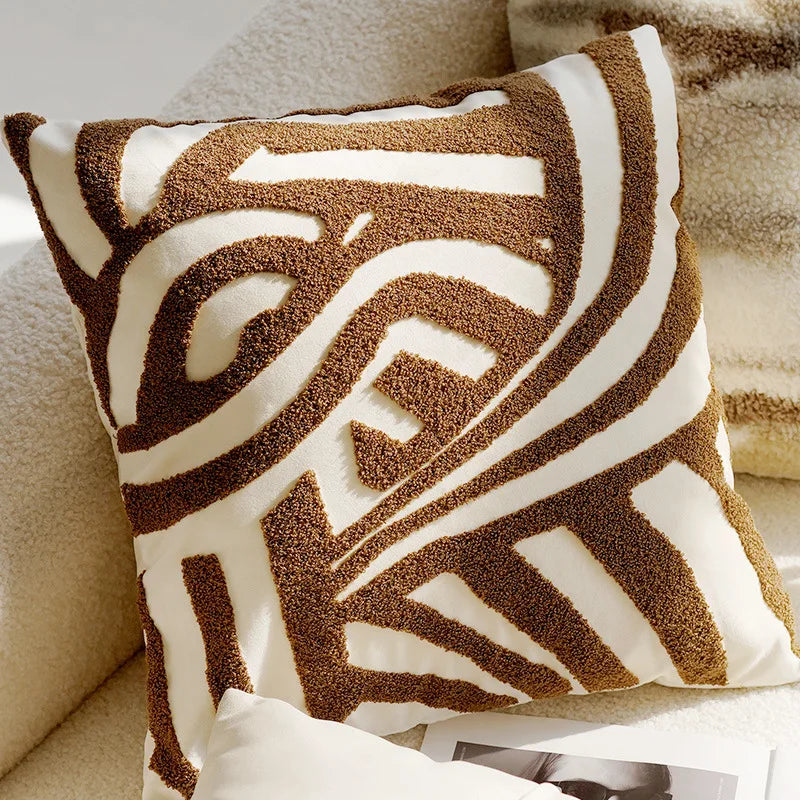 Vintage Nordic Brown Throw Pillow Cover