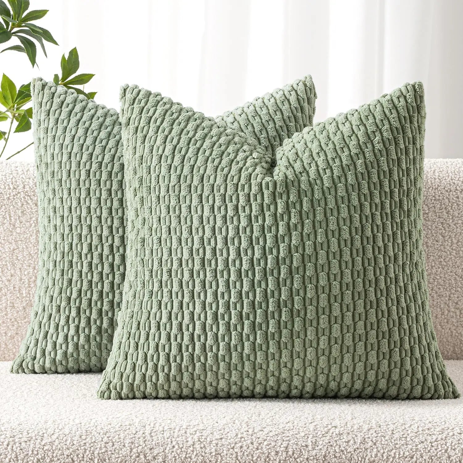 Striped Corduroy Throw Pillow Cover