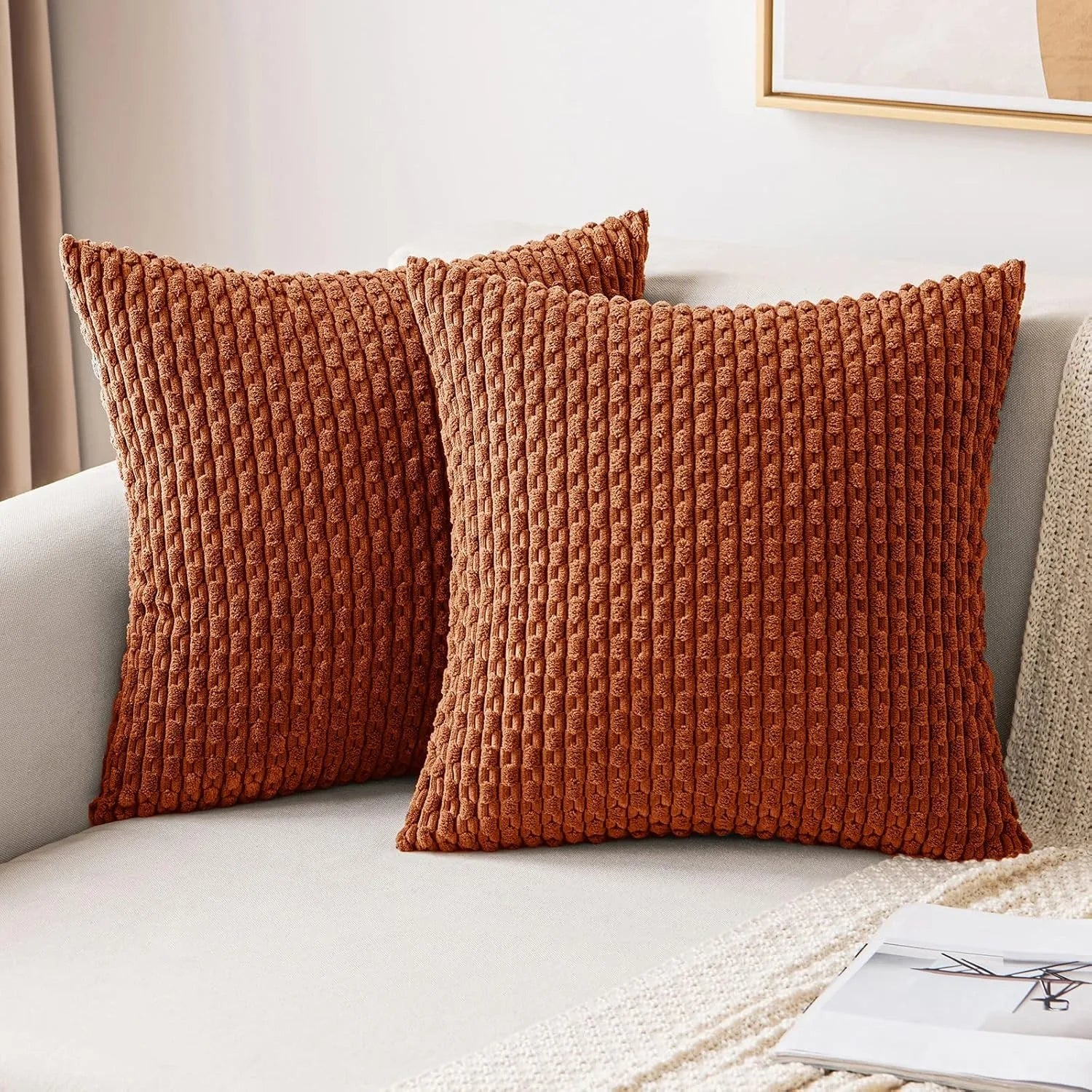 Striped Corduroy Throw Pillow Cover