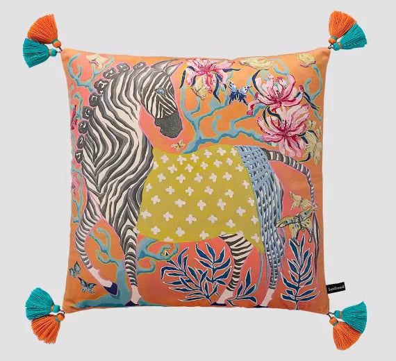 White Monkey Velvet Cushion Cover