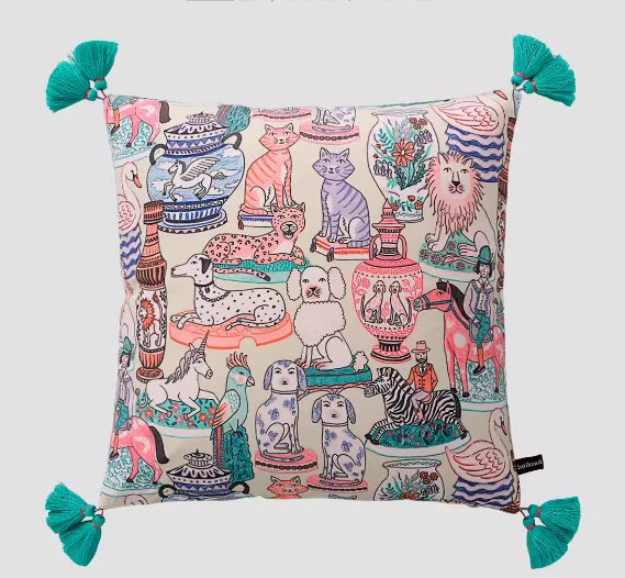 White Monkey Velvet Cushion Cover