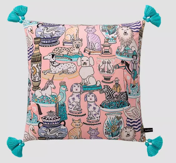White Monkey Velvet Cushion Cover