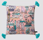 White Monkey Velvet Cushion Cover