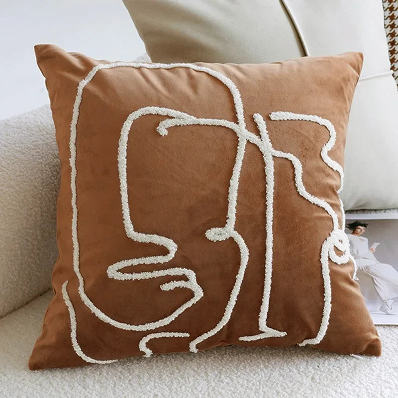 Vintage Nordic Brown Throw Pillow Cover