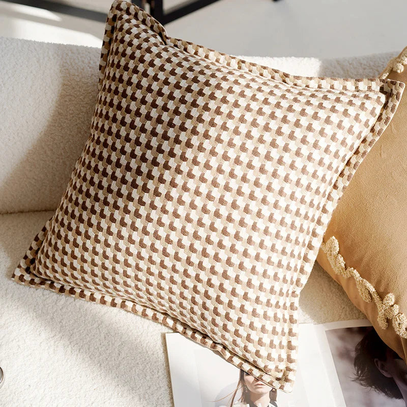Vintage Nordic Brown Throw Pillow Cover