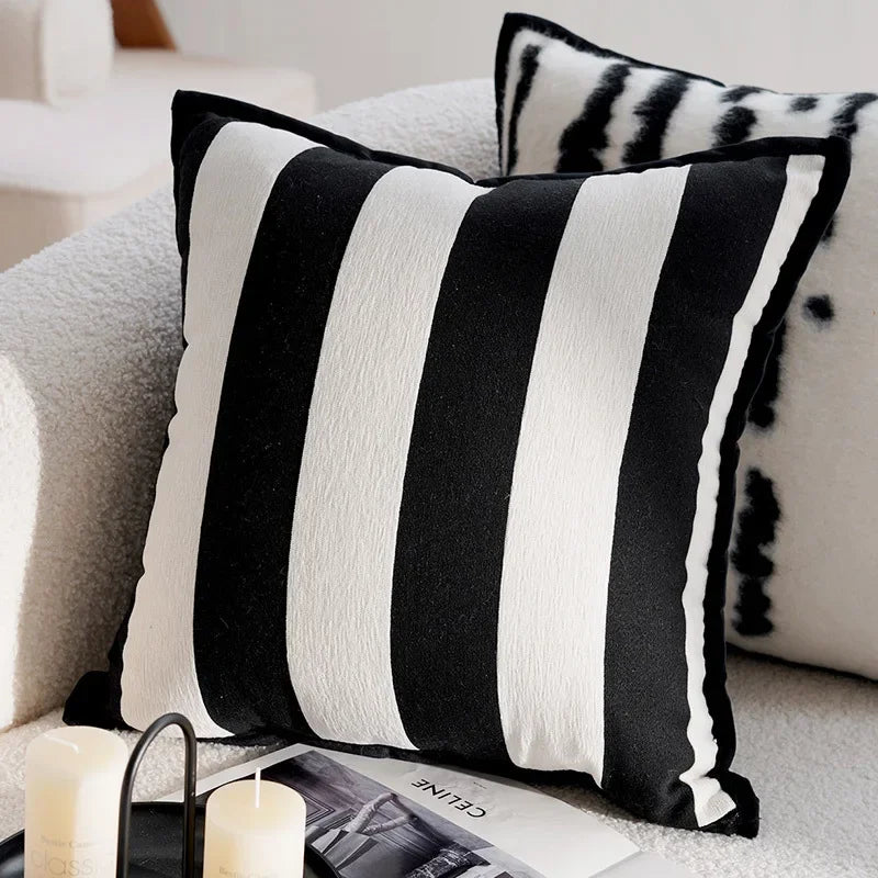 French Retro Stamped Throw Pillow Cover
