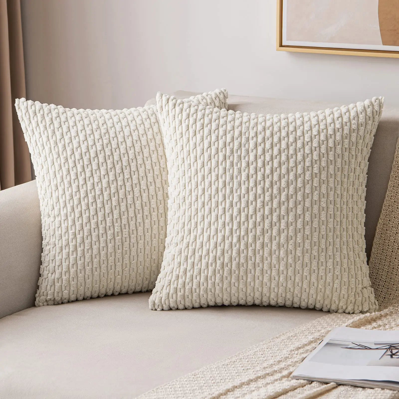 Striped Corduroy Throw Pillow Cover