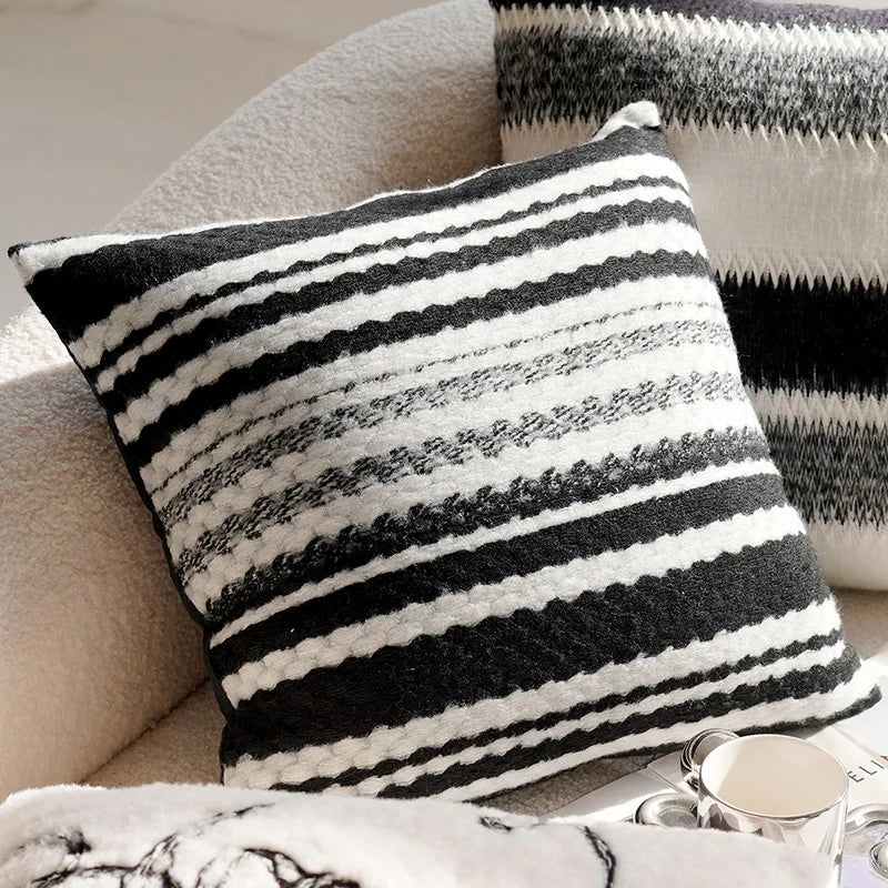 French Retro Stamped Throw Pillow Cover