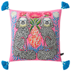 White Monkey Velvet Cushion Cover