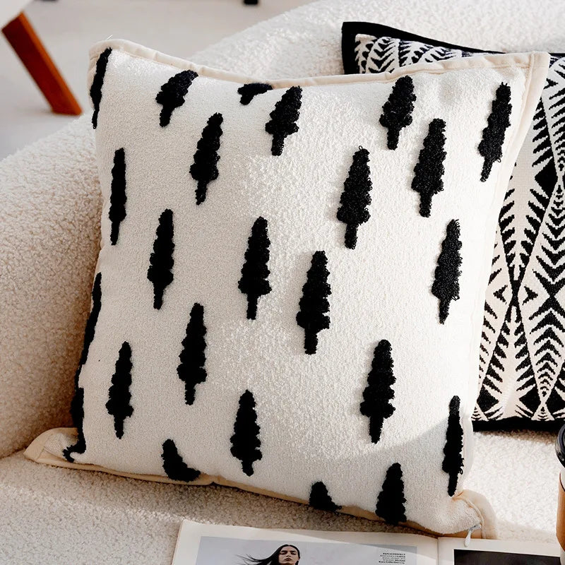 French Retro Stamped Throw Pillow Cover