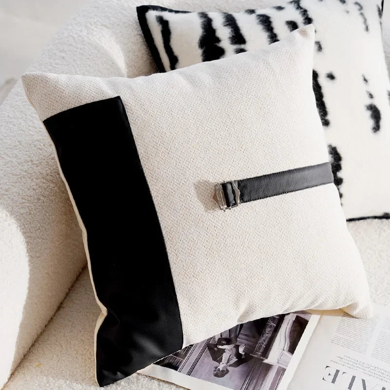 French Retro Stamped Throw Pillow Cover