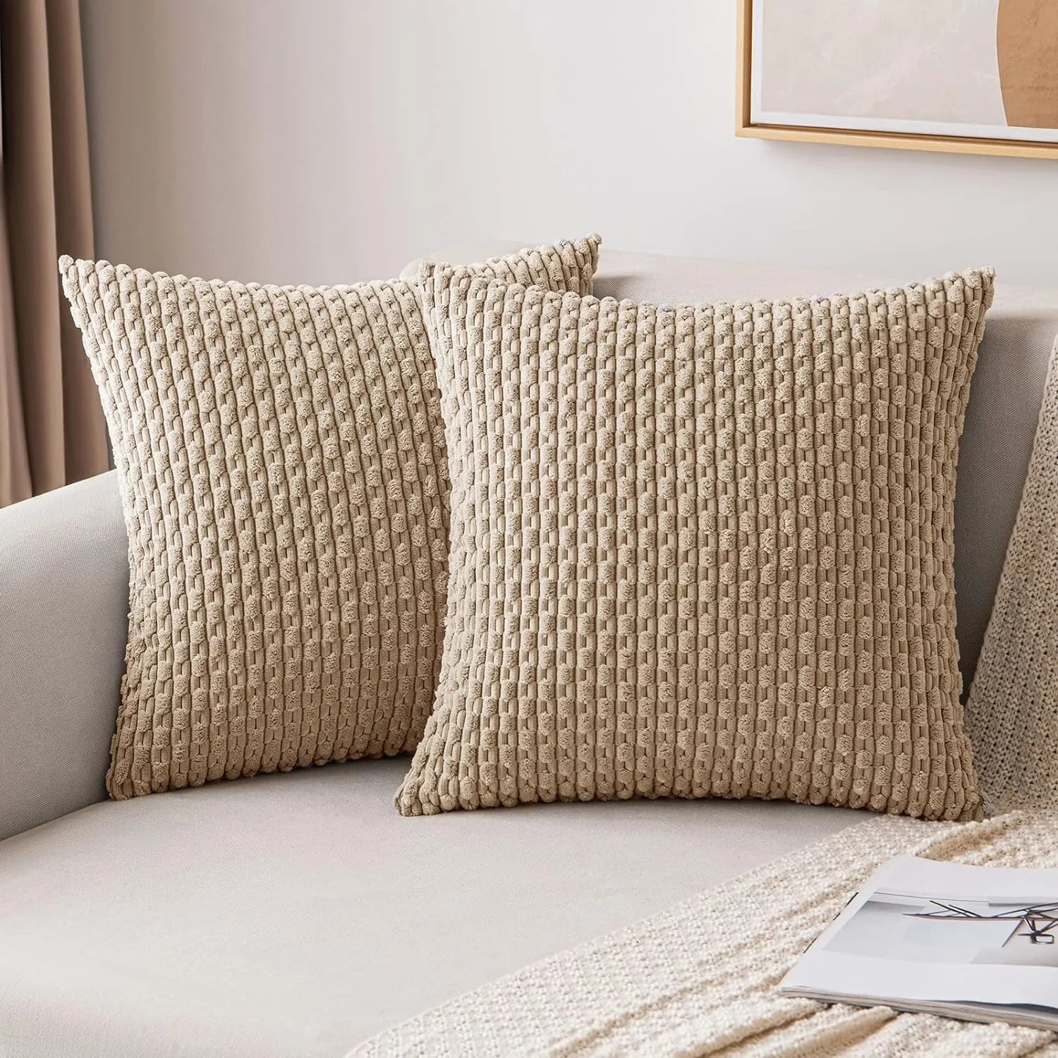 Striped Corduroy Throw Pillow Cover