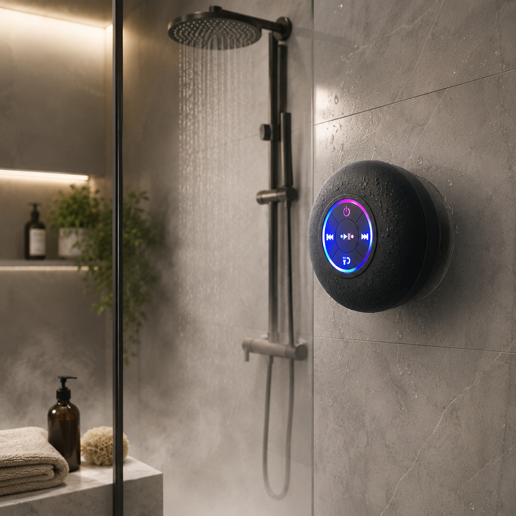 Portable Bluetooth Shower Speaker with LED Light